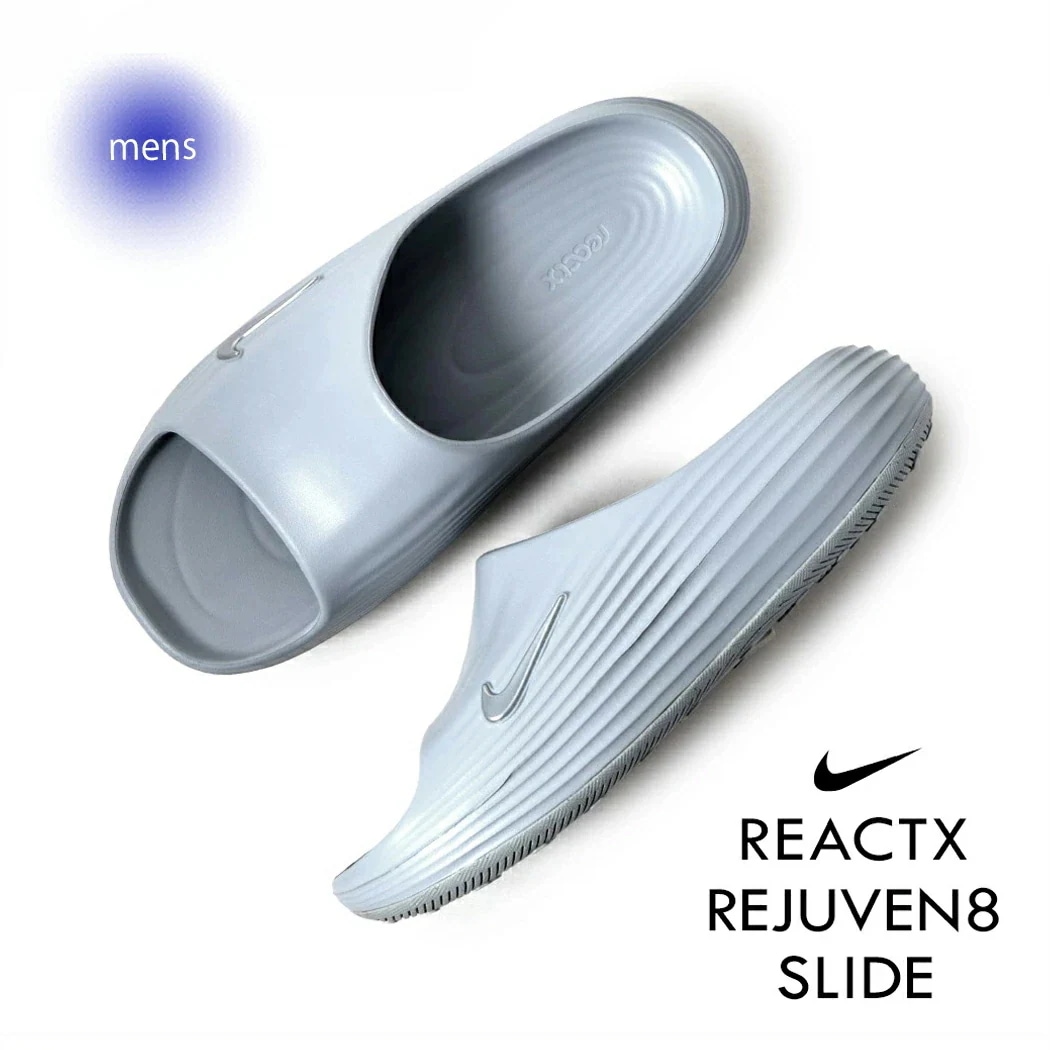 NIKE ナイキ リアクトX リジュベン8 スライド サンダル REACTX REJUVEN8 SLIDE WOLF GRAY ( 厚底 ブルー 青 グレー メンズ HV4479-002 )