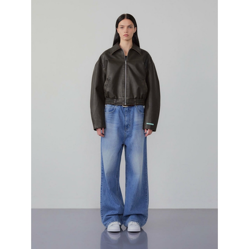 INSTANTFUNK エコレザーブルージョンジャケット