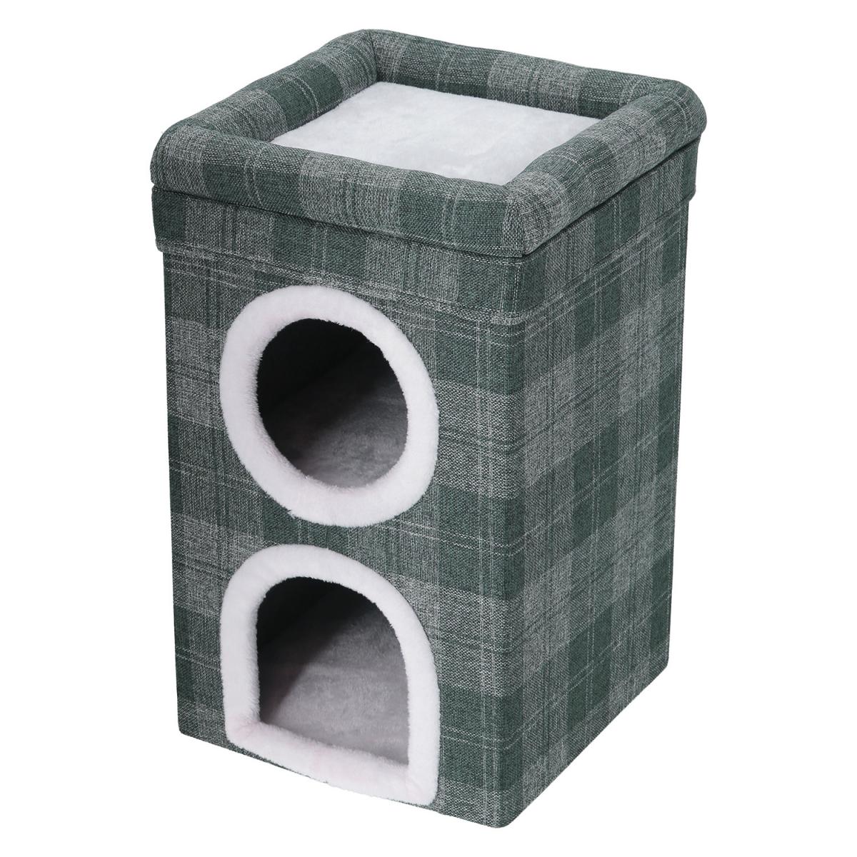 不二貿易 ペットハウス 2ルーム ルーフベッド付 グレーチェック RU0328-4　犬用 猫用 ペットベッド ペットソファ ペット家具 インテリア