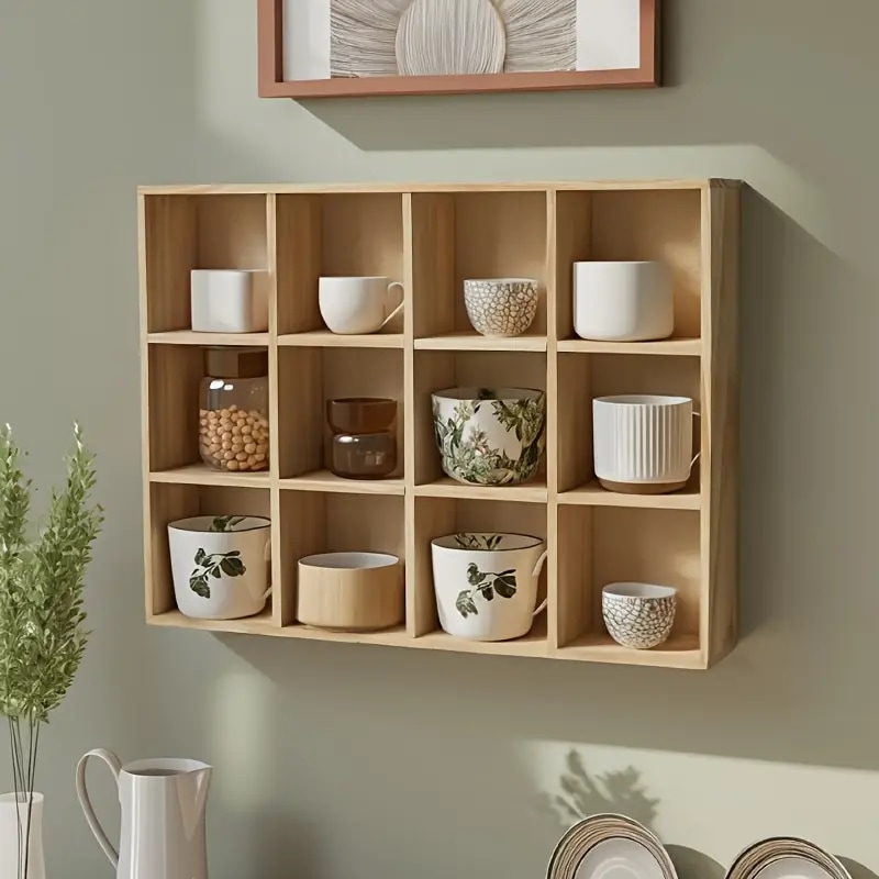 1pc 12キューブ木製収納棚 - 手作りヴィンテージオーガナイザーカラフルなフィニッシュ化粧品おもちゃ家庭用オフィス整理に- 組み立て不要キャビネット書棚クリエイティブギフト棚