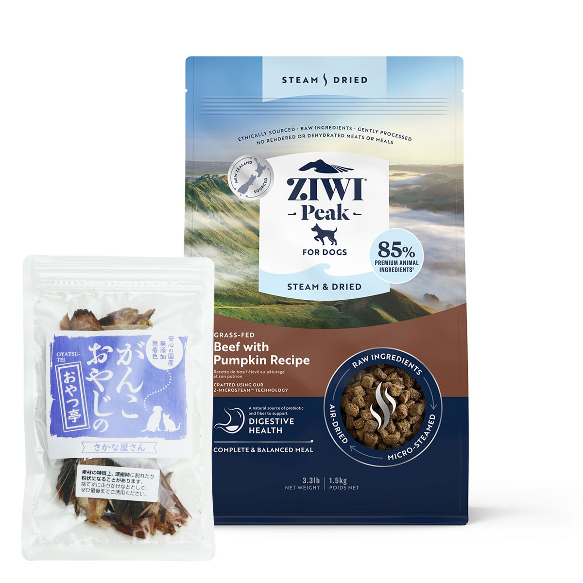 スチーム & ドライ・ドッグフード グラスフェッドビーフ with パンプキン レシピ 1.5kg【国産無添加さかなのおやつ付き】
