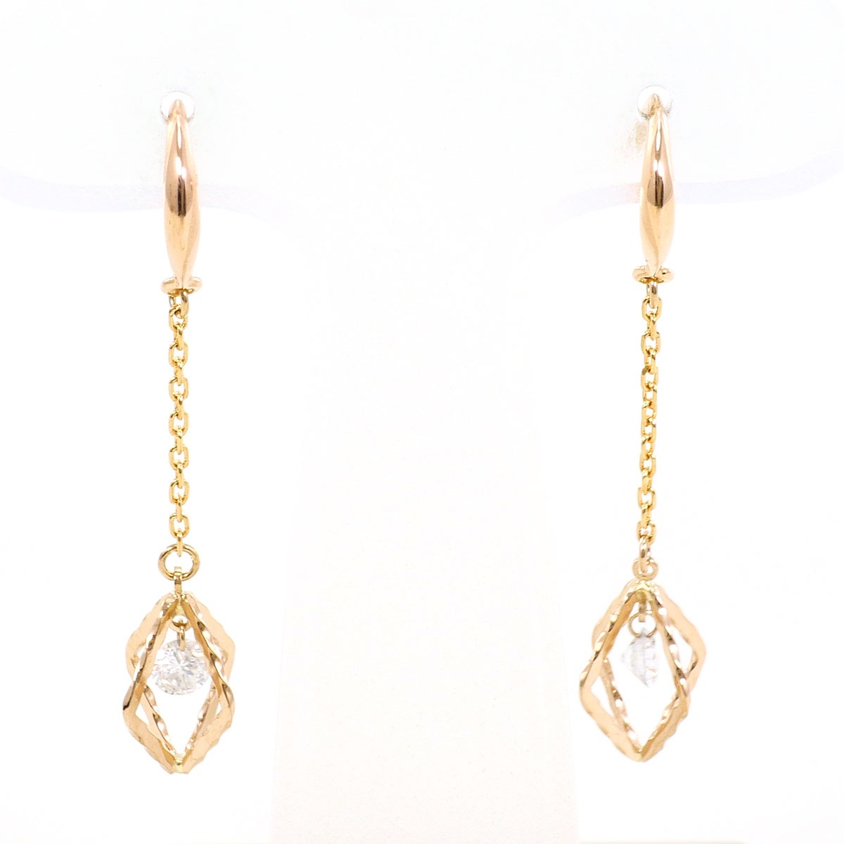 K18 18金 PG ピンクゴールド ピアス ダイヤモンド 0.10ct 総重量約1.0g 中古