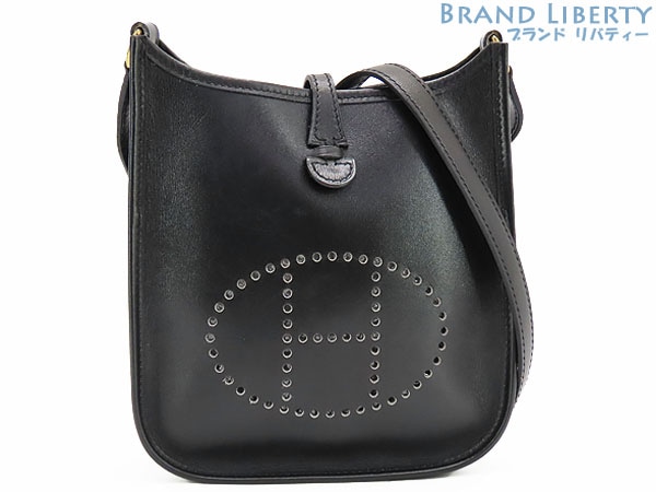 美品エルメスエブリンTPM斜め掛けショルダーバッグメッセンジャーバッグポシェットショルダーポーチブラックボックスカーフ