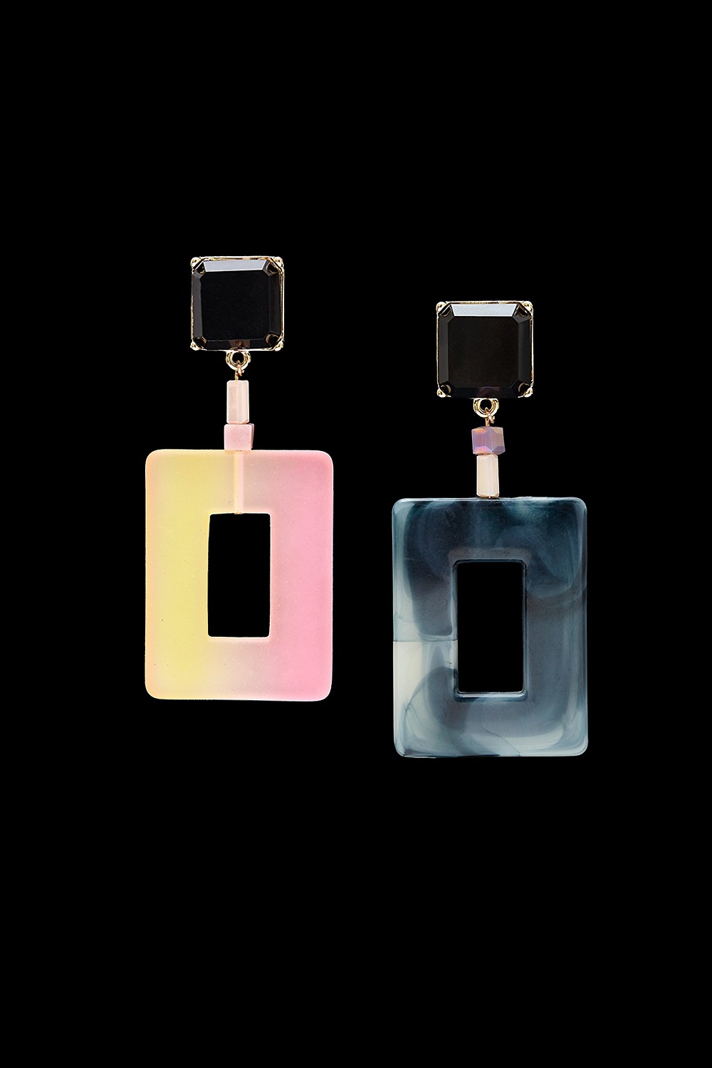 [HAZINA] Square Funky Dramatique Earrings - [Option-Earclip ｱﾍﾂ硎