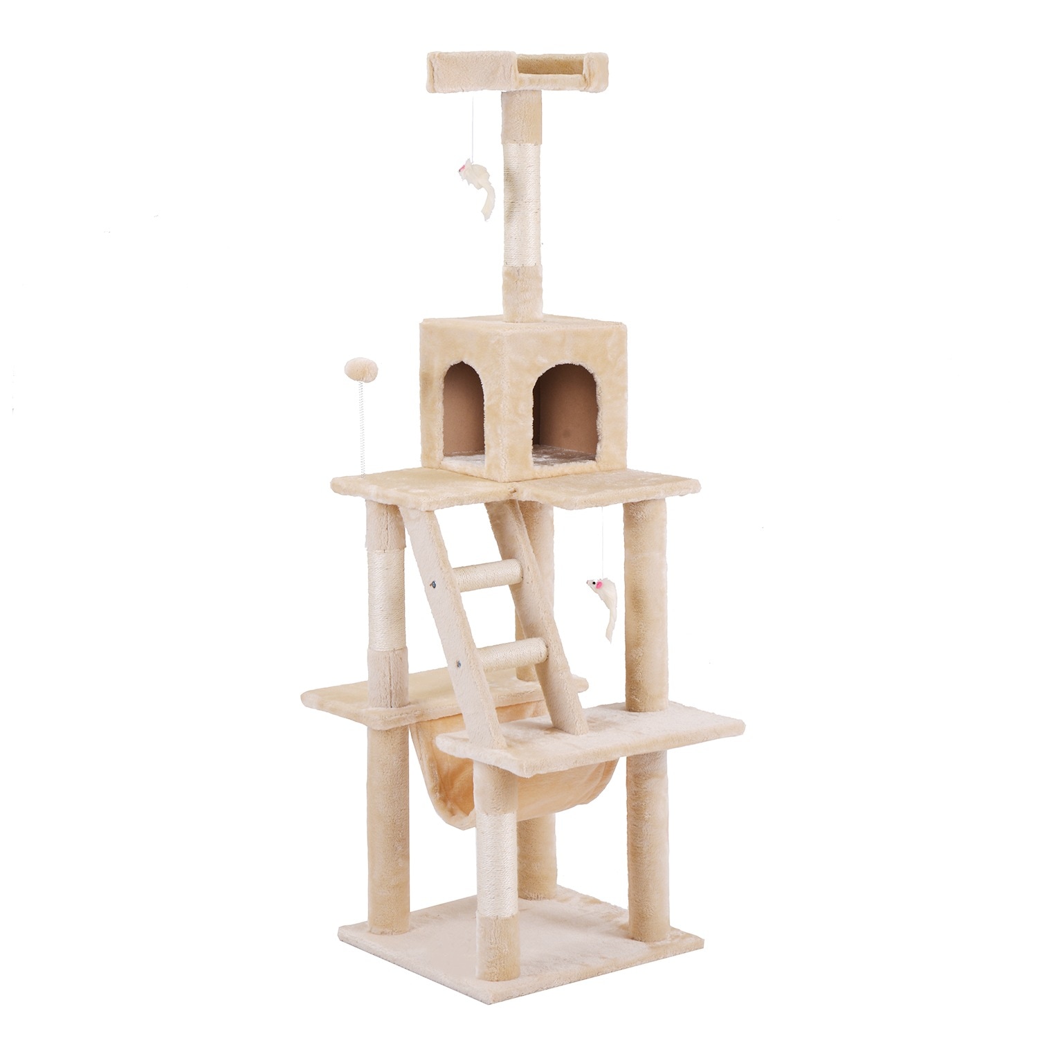 [国内発送 送.料無料]A245【元SKU:TX038362】キャットタワー　据え置き　麻紐全高155cm【ベージュ】 5,454円