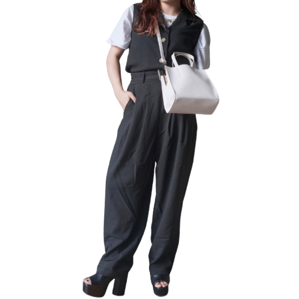 Jacket Like Jumpsuit *with Belt (black) A,D,G レディース オールインワン