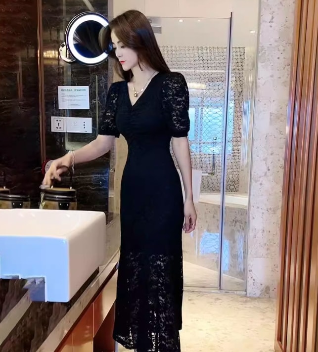 ワンピース デート モテアイテム ドレス ロング丈 スリット レース コットン 大人可愛い きれいめ 上品 おしゃれ かっこいい 大人可愛い ラブリー キュート ガーリー クール モード系 セクシー