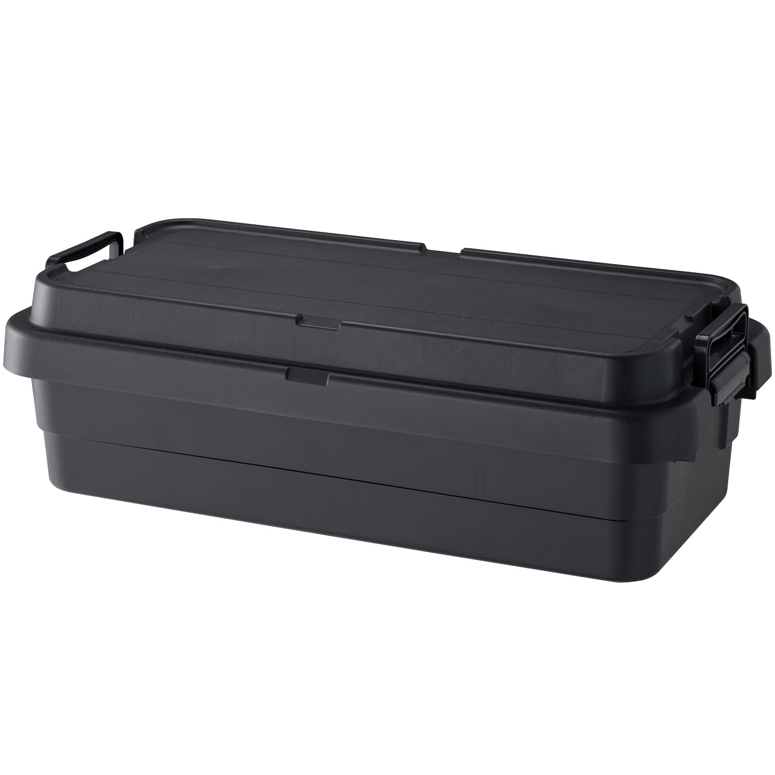 リス(RISU) 収納ボックス トランクカーゴ 40L ブラック 日本製 TC-70S LOW コンテナ ボックス スタッキングロータイプ屋外収納 キャンプ 防水