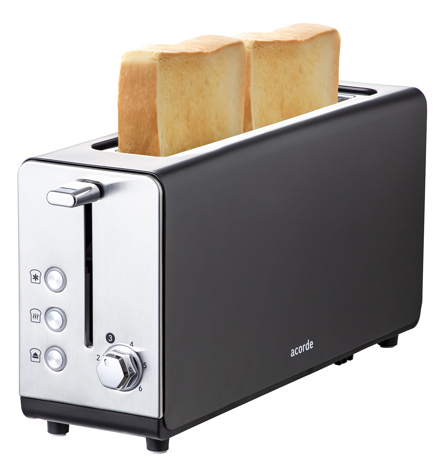 [山善] スリム ポップアップトースター 80秒高速トースター acorde 6段階焼色調節 2枚焼き 4~8枚切り 冷凍パン対応 投入口用カバー付き ブラック GUD-R130(B)