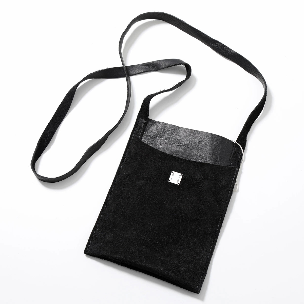 GUIDI グイディ ショルダーバッグ PKT1 メンズ ホースレザー スウェード フォンケース ロゴプレート クロスボディ BLKT