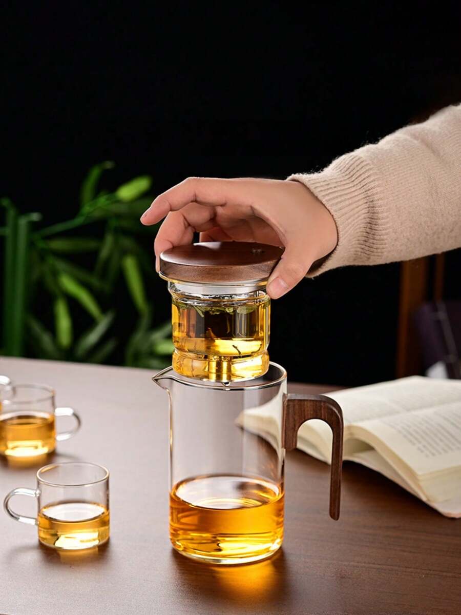 小さいウエストの磁気フィルター付きガラス製ティーポット自動的に茶葉と茶器が分離されます