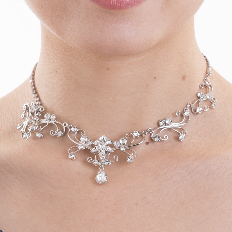 ネックレス 日本製 スワロフスキー使用 花嫁 ウェディング ブライダル 結婚式 ドレス