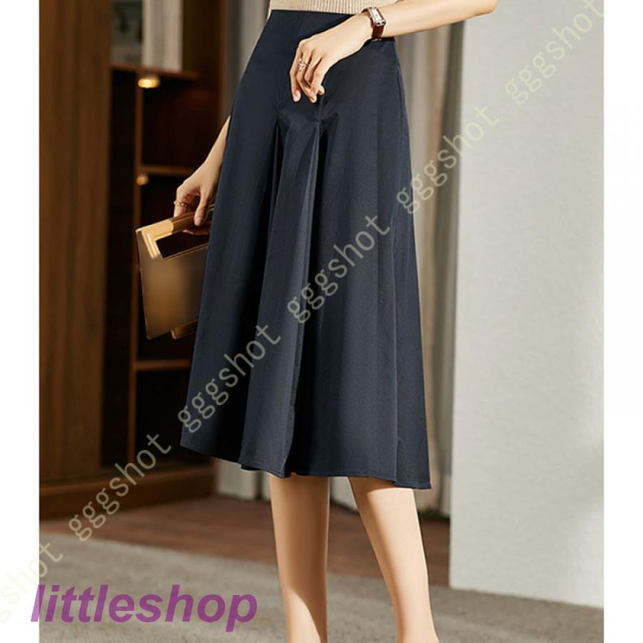 最新の製品 スカート レディース 春 夏 可愛い フレアスカート シンプル 無地 黒 日常着用 カジュアル 復古気質 エレガント 動きやすい 着回しやすい 履き心地よい