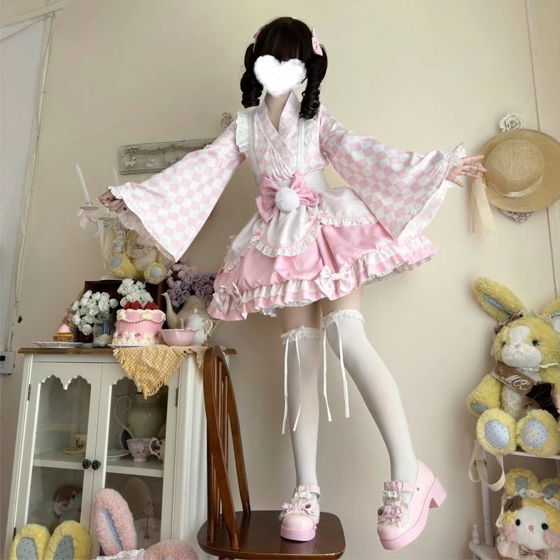 ロリータ ミルクプリン かわいい メイドワンピース 夏 ロールプレイング
