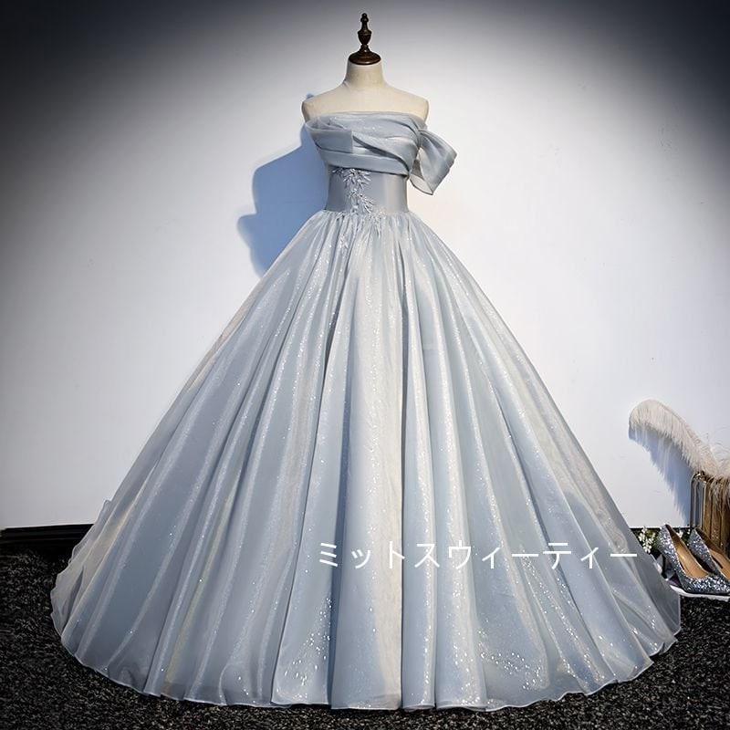 カラードレス プリンセスライン パーティードレス 演奏会 フォーマル 結婚式 ロング イブニングドレ