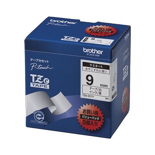 （まとめ買い）ピータッチテープ 9mm白/黒（5個入） TZE-221V 00009844 [x3]