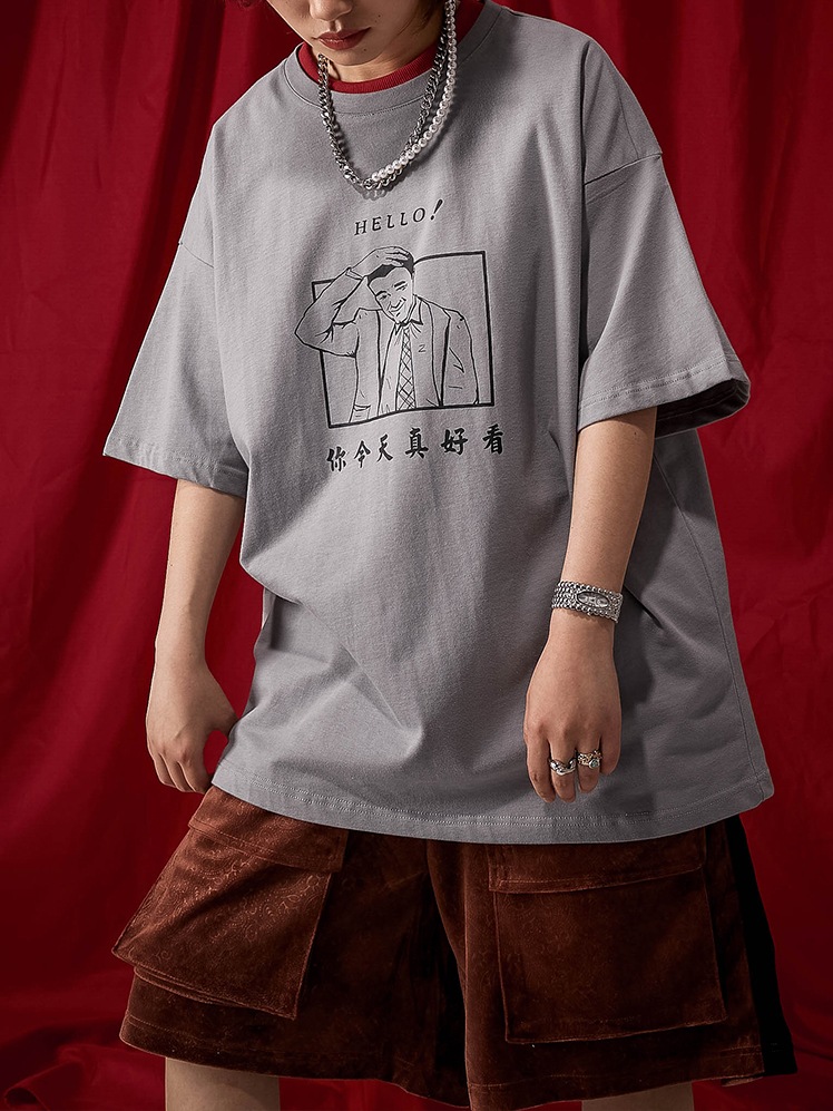 新入荷数少ない 2022夏服半袖ゆったり オリジナル 自虐社会人Tシャツ 男女兼用