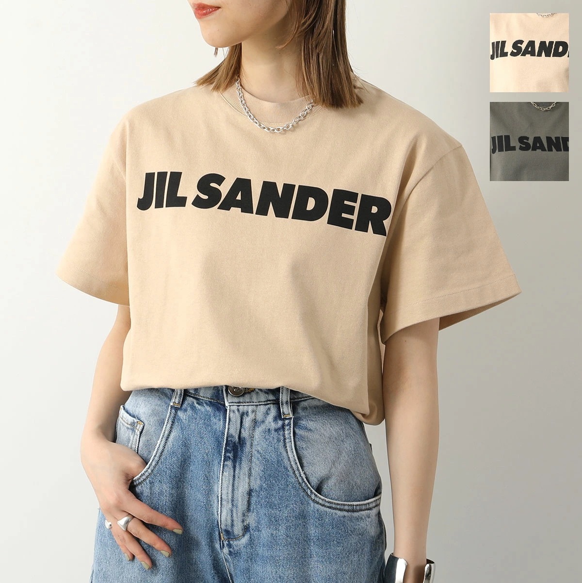JIL SANDER ジルサンダー Tシャツ J02GC0001 J20215 レディース 半袖 カットソー ロゴT コットン クルーネック カラー2色