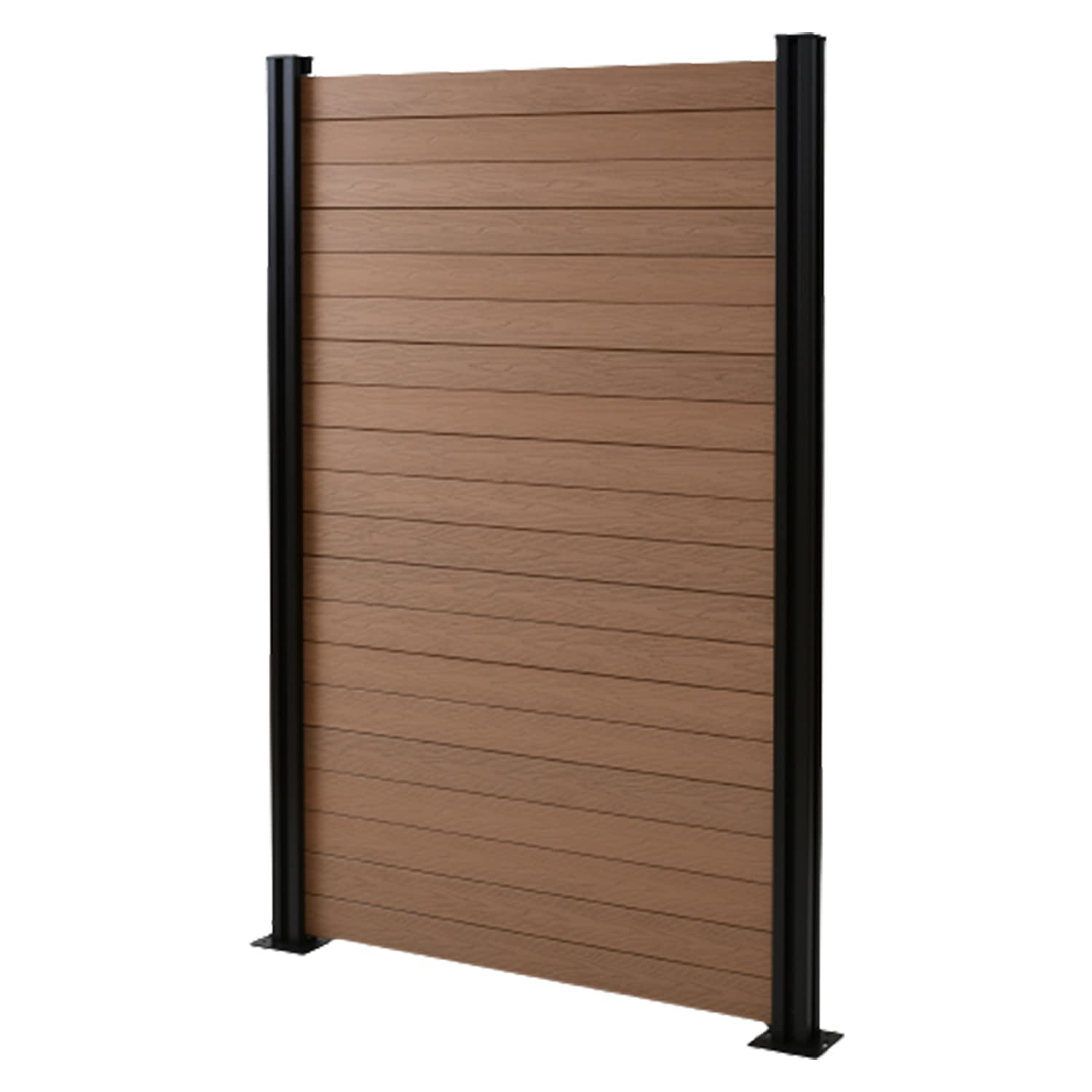 ガーデンマスター 人工木 フェンス 目隠し 耐久性耐候性高い人工木製 設置までできるフルセット 幅120×高さ187cm [自立セット] [ボーダー] ブラウン KMFS187+WPC1X4-11B