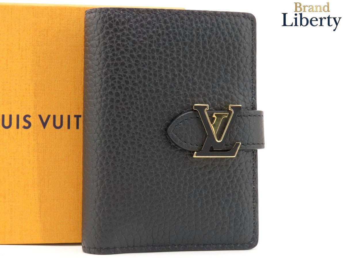 未使用ルイヴィトンLOUISVUITTONLVヴェルティカルウォレットコンパクト二つ折り財布コンパクト財布ブラックトリヨンレザーM81561