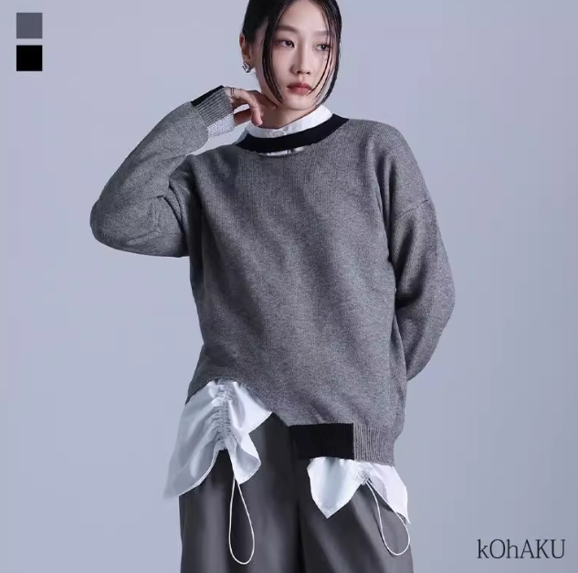 レディース トップス カットソー ニット 部屋着 Uネック デニム ブルーデニム カラーデニム かわいい 大人可愛い きれいめ シンプル カジュアル 上品 おしゃれ かっこいい レトロ アジアン