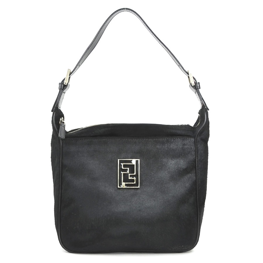 フェンディ FENDI ショルダーバッグ ハラコ/レザー ブラック シルバー レディース e60113k