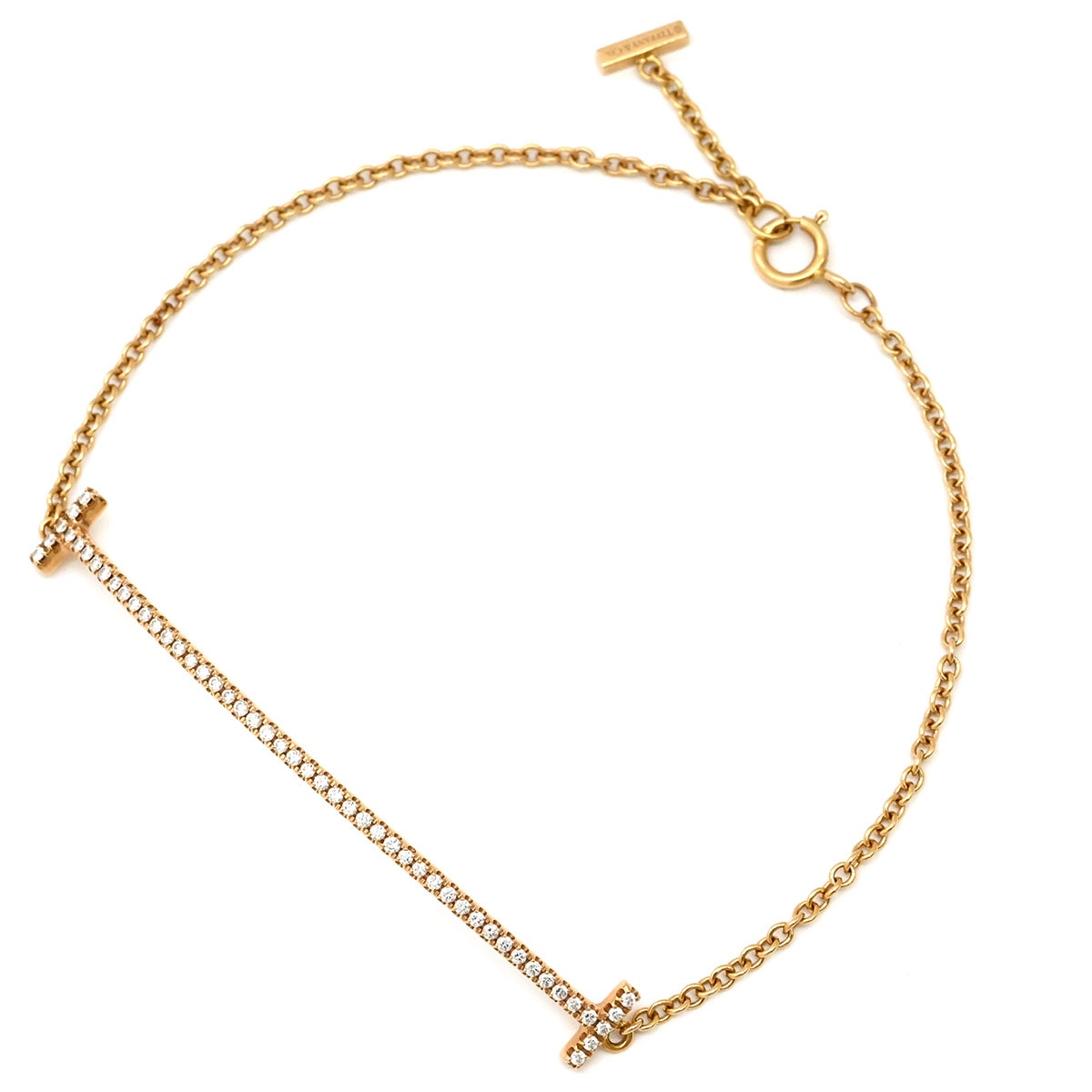 ティファニー ブレスレット Tスマイル ダイヤ ラージ イエローゴールド 750 18K パヴェダイヤ 60150752【中古】