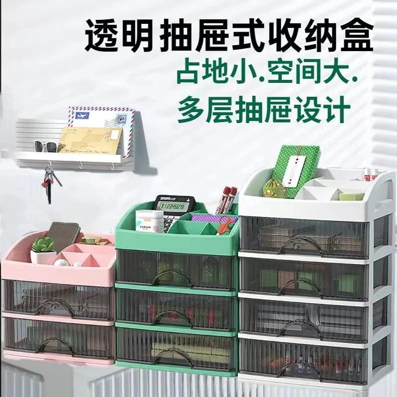 新しいデスクトップスタイル引き出し型収納スキンケア製品収納多層軽量高級収納キャビネット化粧収納ボックス