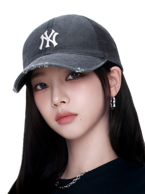 【espa karina着用 】 ベーシックウォッシング メッシュキャップ NY (Charcoal Grey)