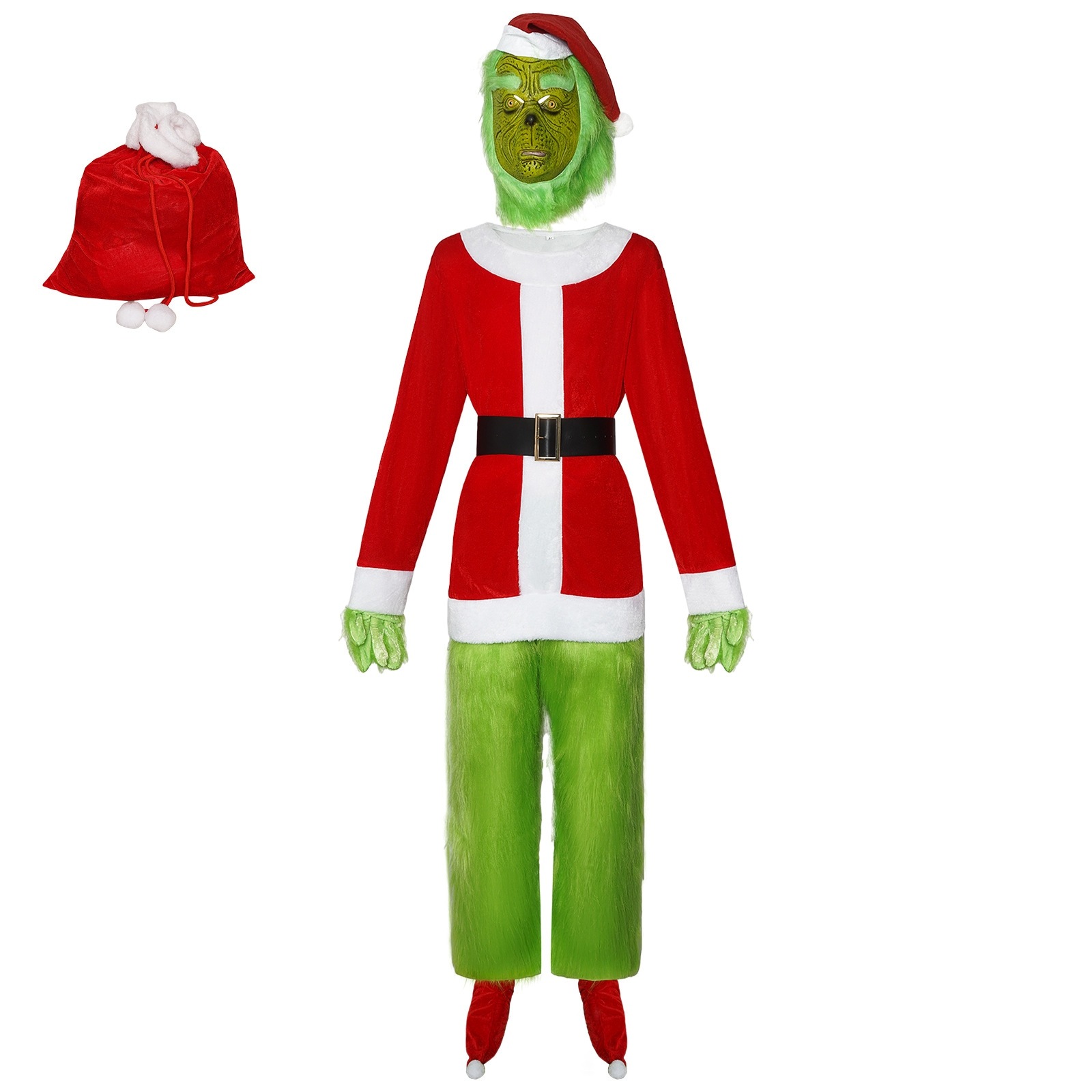【迅速な出荷】怪傑神盗服クリスマス緑毛怪グリーンマスクコスプレ服