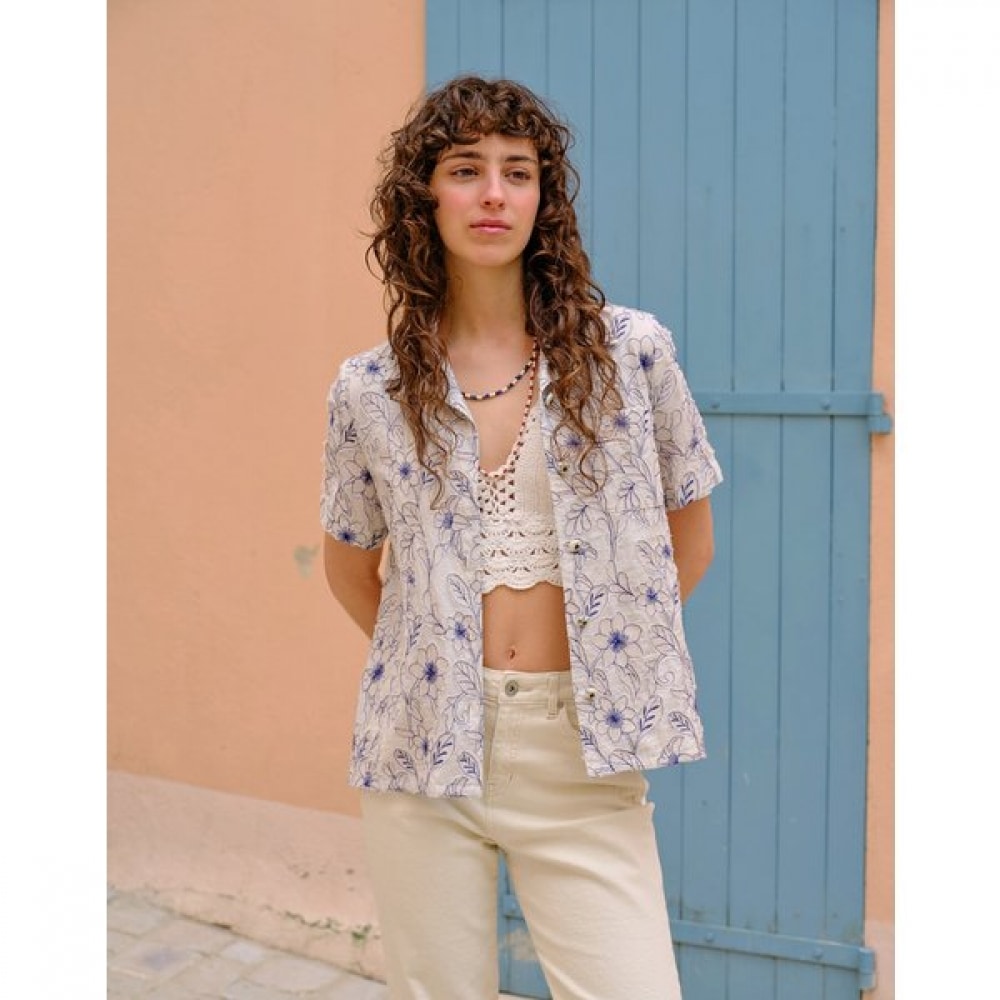 [25SS] フラワーエンブロイダリーシャツアイボリー HSSH5B302IV