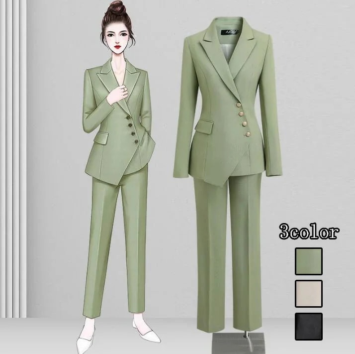 大学生 オフィス 通勤２点セット上着+パンツ OL ビジネススーツ レディース ファッション 結婚式 カジュアル スーツ上品 パンツセット 長袖 洗えるスーツ 30代40代50代 美容師 ママ 入学式