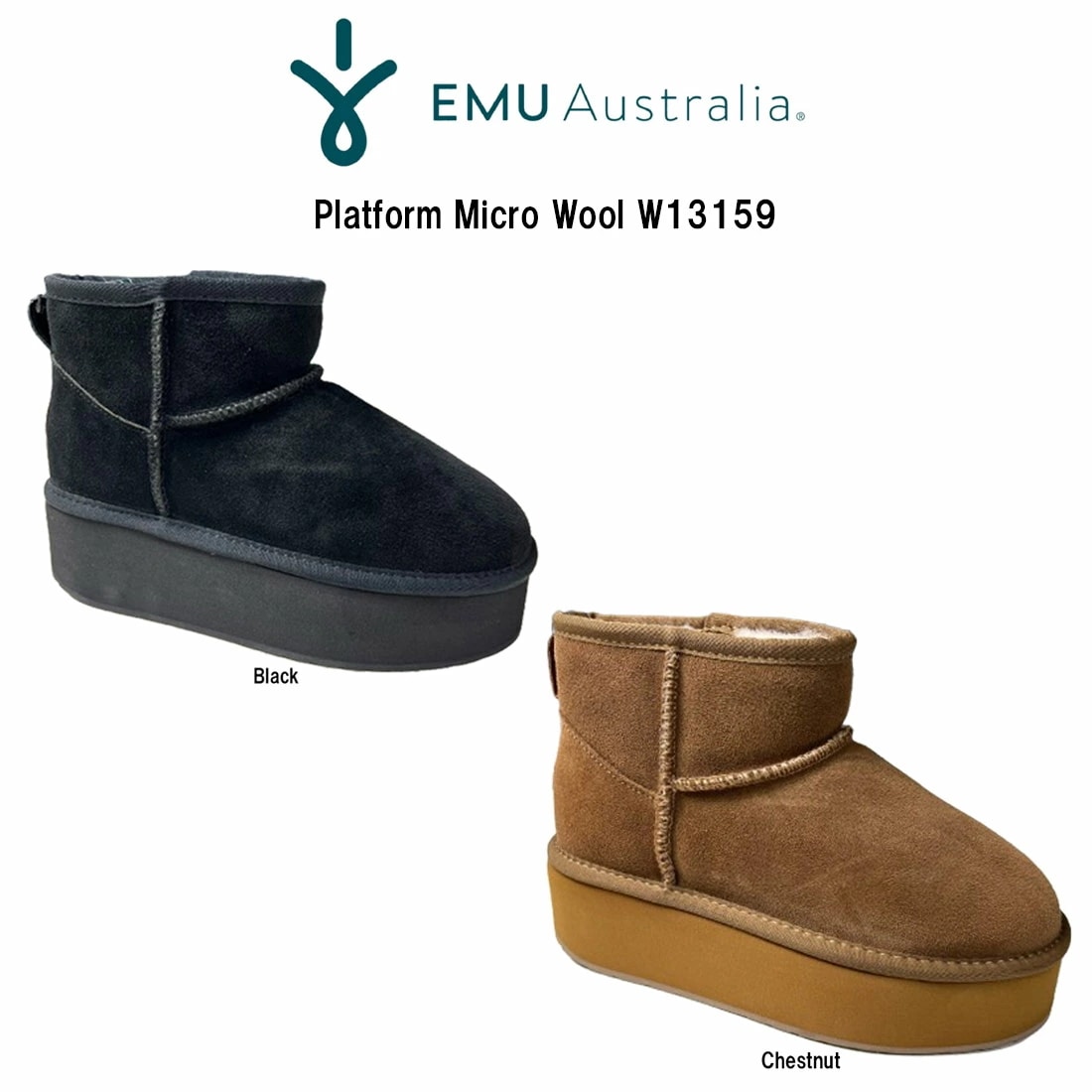 EMU ムートン ブーツ シープスキン ショート プラットフォーム マイクロ ウール 厚底 レディース 靴 Platform Micro Wool W13159