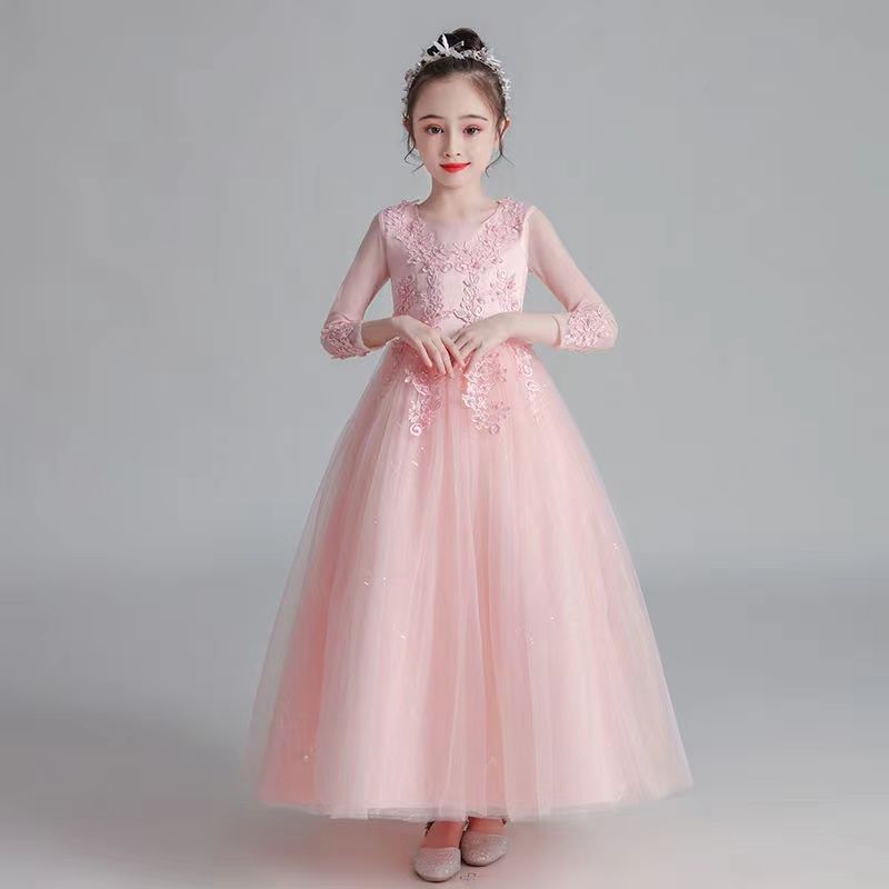 子供用キャットウォークドレス ホストプリンセスドレス フラワーガール 結婚式 小さな女の子 おしゃれ 女の子 誕生日 ふわふわガーゼ