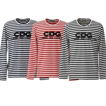 国内発送 / 正規店買付 【COMME des GARCONS】CDG ロゴ ボーダー長袖Tシャツ