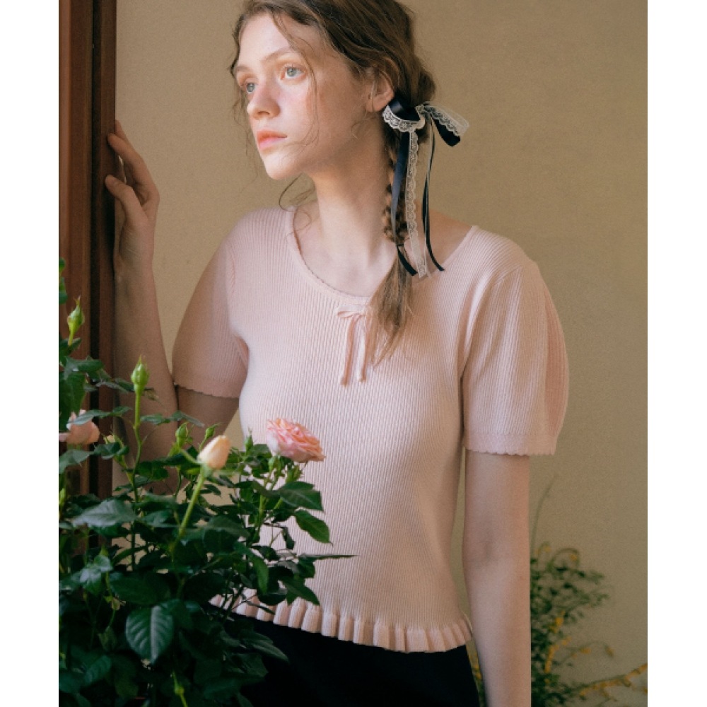 ロラローラフリルリボンニットピンク