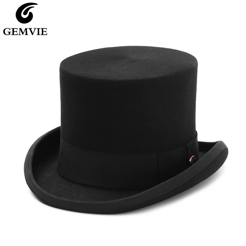 Gemvie-フェルトの帽子5.4インチ,100% ウールのフェルトキャップ,女性と男性のための頭を飾り,夜の変装,新しいコレクション