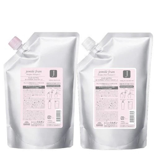【セット】 ミルボン MILBON ジェミールフラン ヒートグロス シャンプー J 1000mL + トリートメント J 1000g 【詰め替え用】 シャンプー トリートメントセット