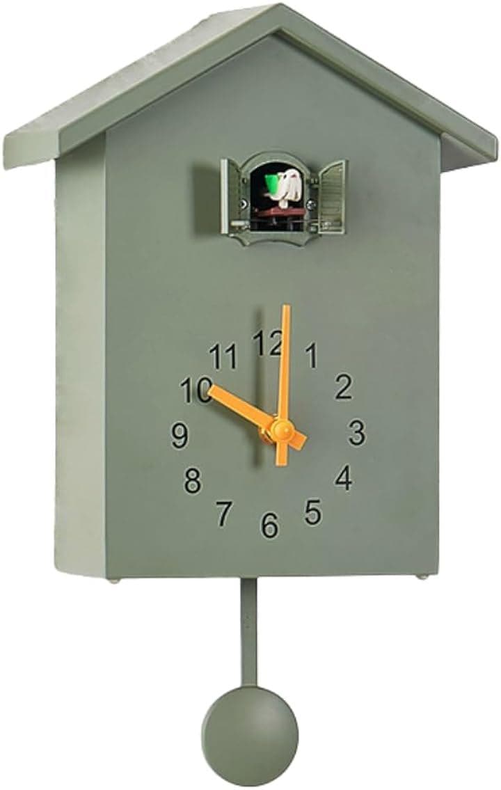 鳩時計 壁掛け 2way かわいい 振り子時計 アナログ 置き時計 リズム(グリーン, 画像参照)