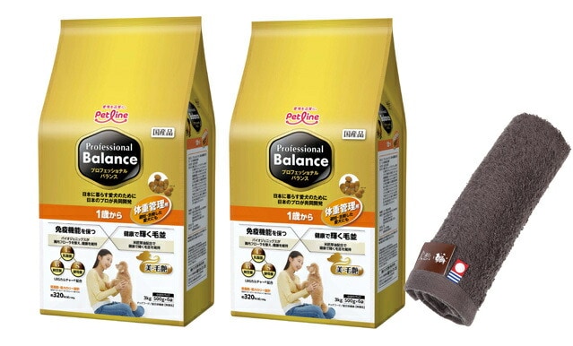 プロフェッショナル バランス １歳から 体重管理用 3kg 2個セット 【犬想いオリジナル今治ハンドタオルセット】【タオルカラー モカ】