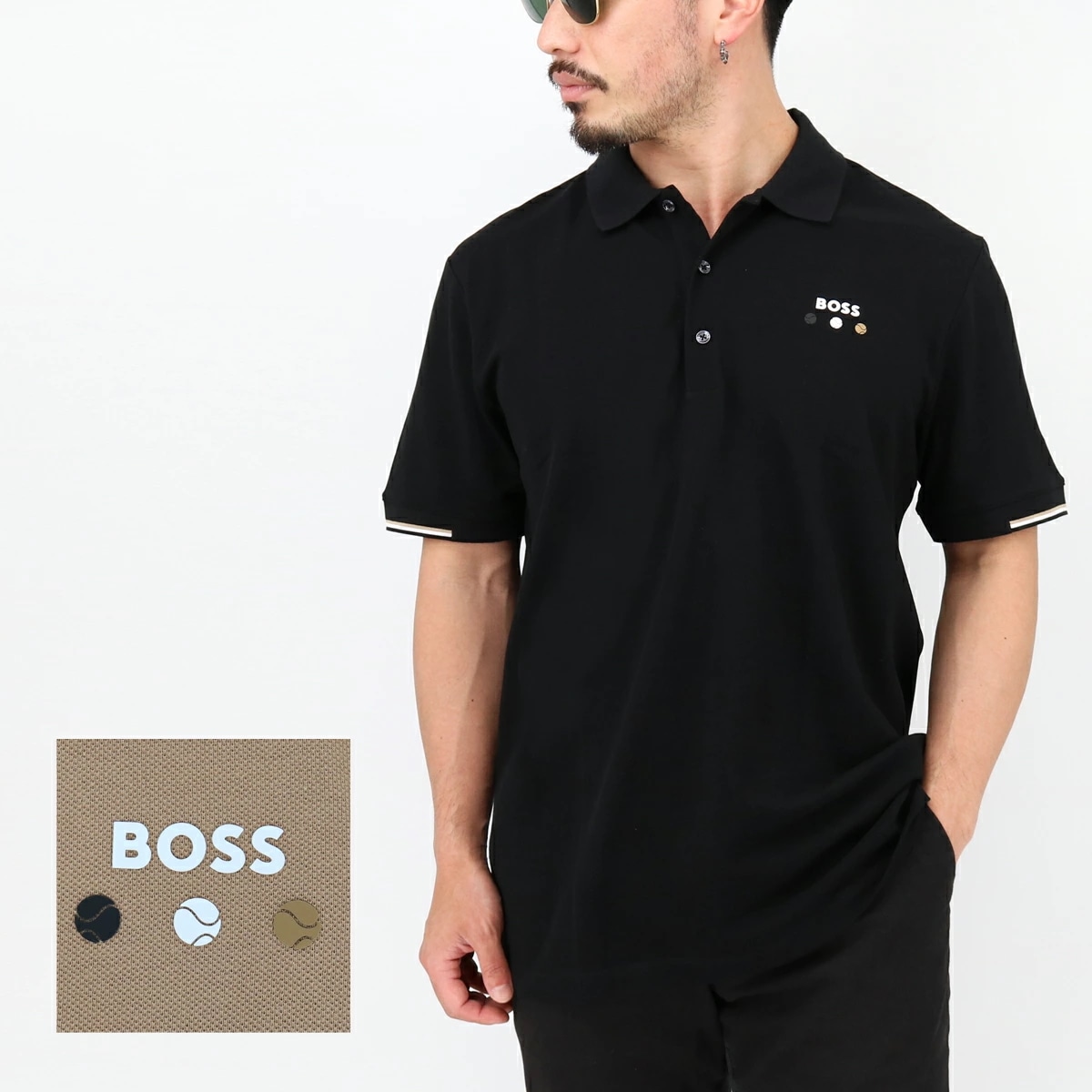 メンズ ポロシャツ 50545707 SS POLO 半袖 アクティブ 黒 ベーシュ ロゴ ワンポイント 襟 父の日ギフト プレゼント