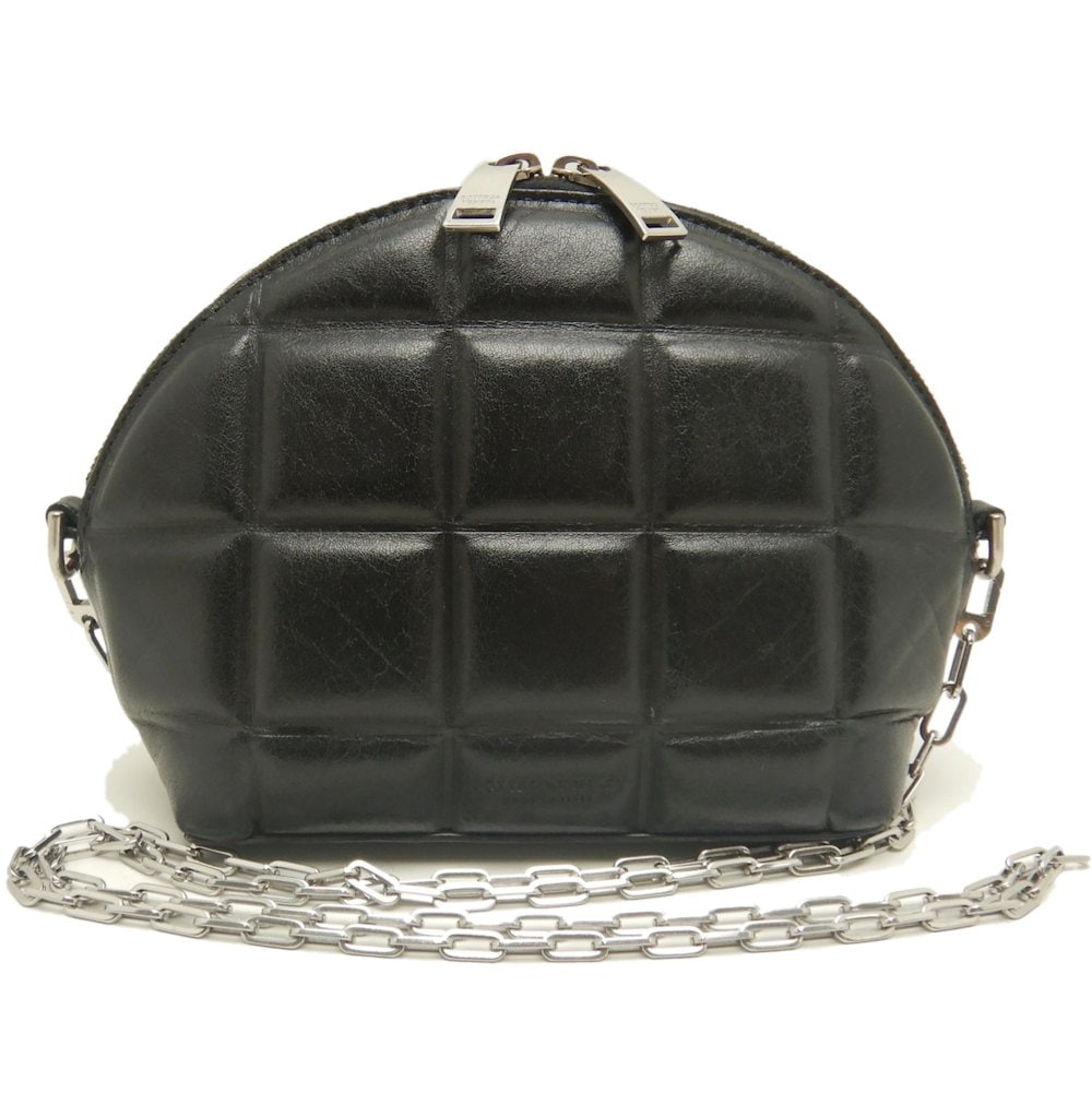 パデットハーフムーン チェーンショルダーバッグ ラムスキン ブラック/252964【中古】