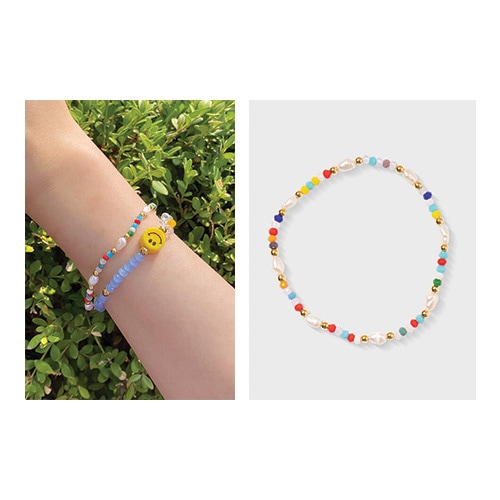 カラーパールブレスレット/大学生ファッション 韓国人気ファッション 韓国ジュエリー 人気ジュエリー 韓国ファッション