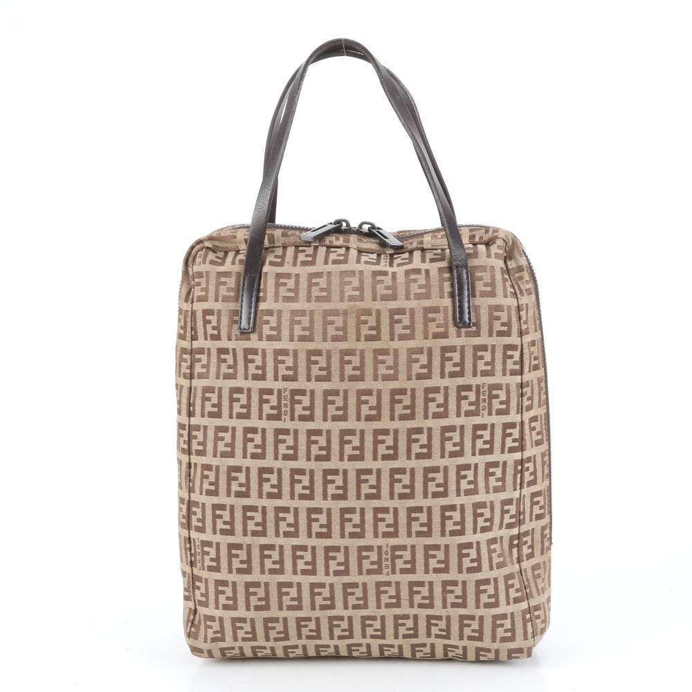 極美品 ヴィンテージ ズッキーノ レザー×キャンバス トート バッグ 肩掛け ショルダー ハンド ブラウン 茶色 レディース RUE CQ20-8 中古