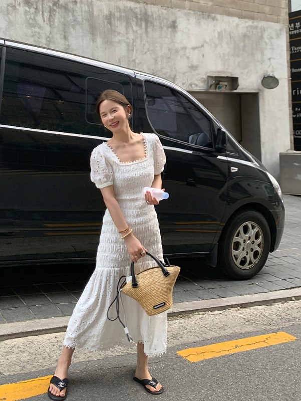 魚美人シリーズ_重工業の立体中空刺繍宮殿白ドレス