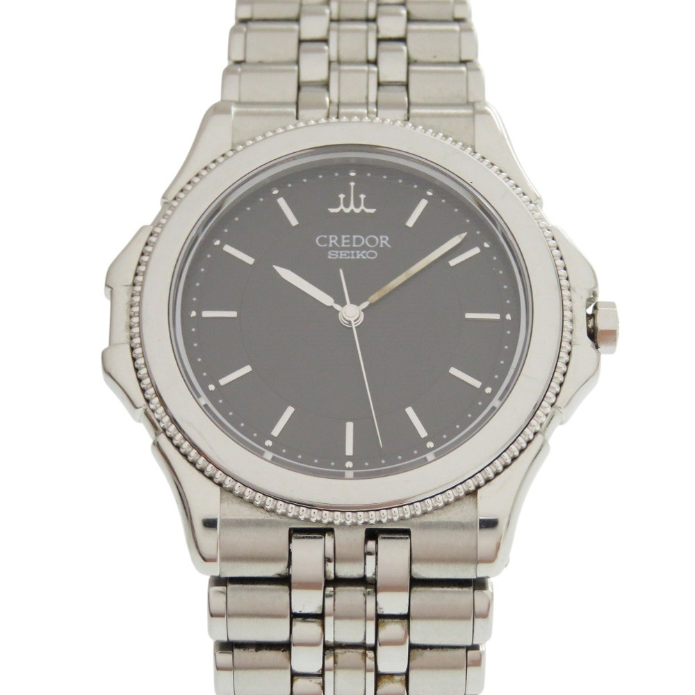 美品 クオーツ クレドール パシフィーク GCAR007 / 8J81-6A20 腕時計 K18ホワイトゴールド/ステンレススチール ブラック 0040【中古】 メンズ