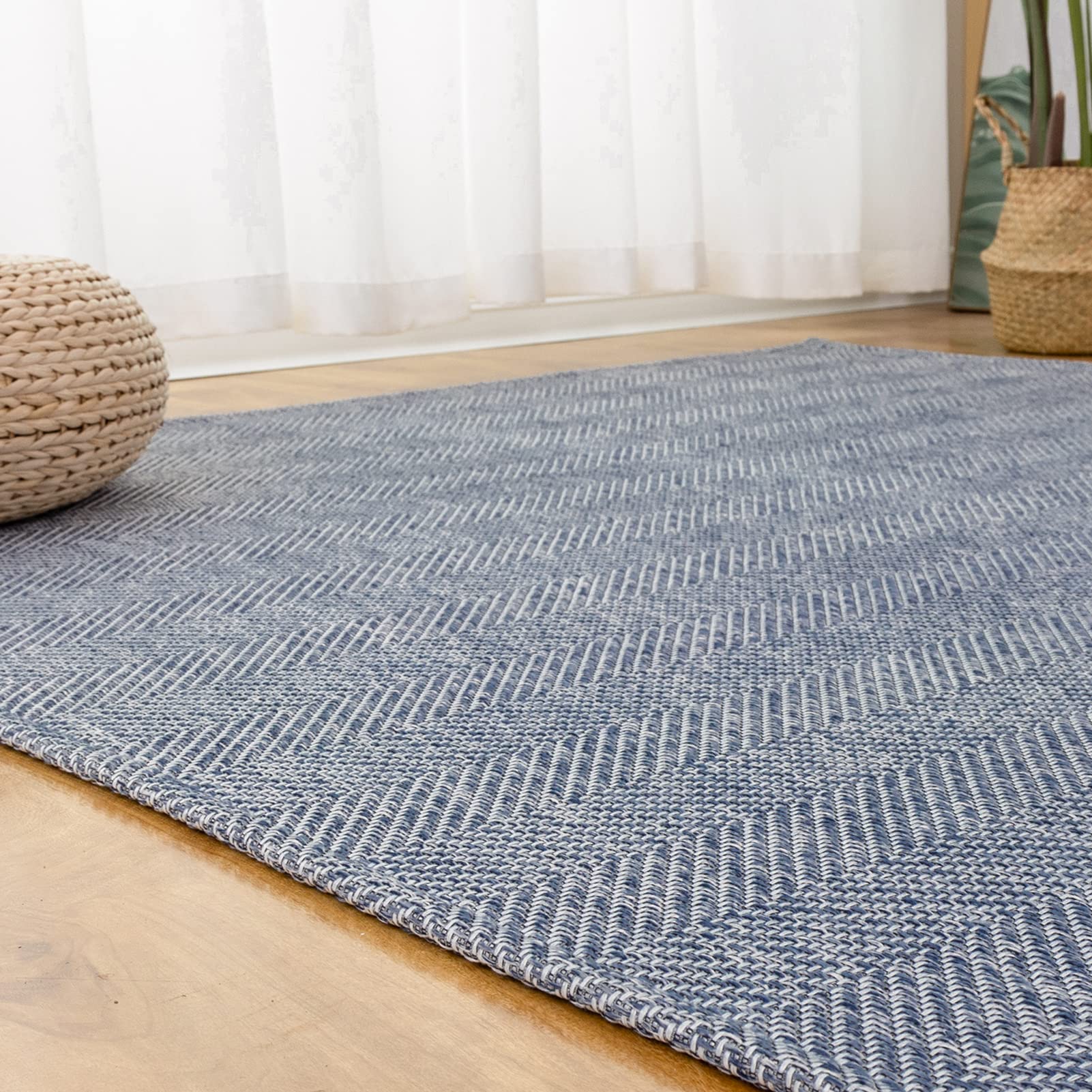 OIGAE ラグ カーペット 春 夏 190x240cm 3畳 ラグマット ヘリンボン柄 北欧 じゅうたん 無地調 幾何学模様 床保護 防音 リビング 滑り止め オールシーズン適用 安心素材 ネイビー