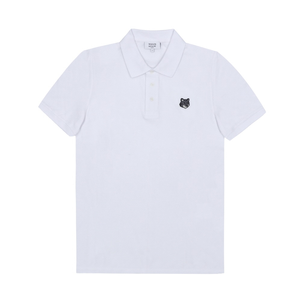 メゾンキツネ グレー フォックス ヘッド パッチ ポロ メンズ 半袖 Tシャツ PM00210KP0001