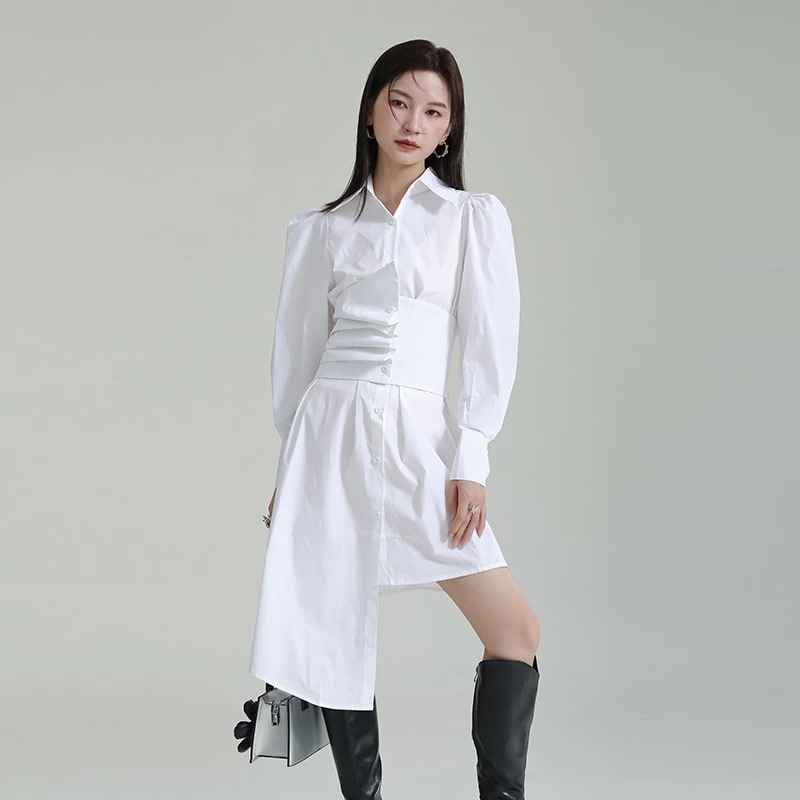 【急速出荷!】2025 春夏 新作 ウエスト引き締め 着痩せ ワンピース イレギュラー 流行り感 ワンピースチュニック 韓国ファッション ノースリーブワンピースンワンピース