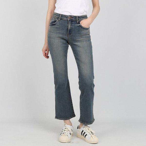 女性ジーンズ グリーン ブーツカット インディゴ B225DP755P